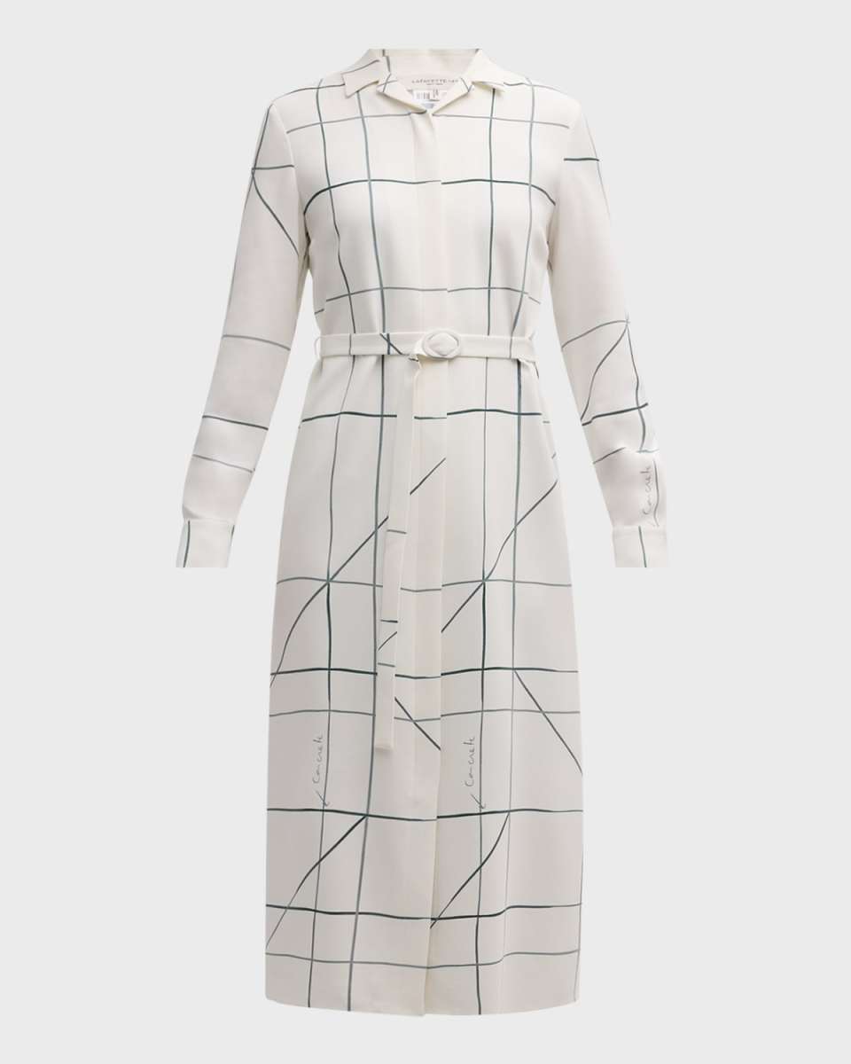 Belted Graphic-Print Midi Shirtdress