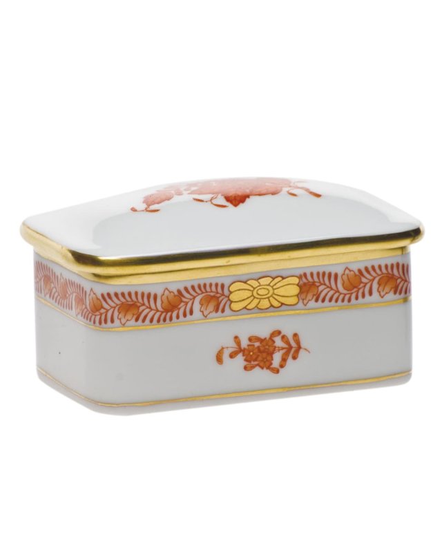 Chinese Bouquet Rectangular Box - Rust