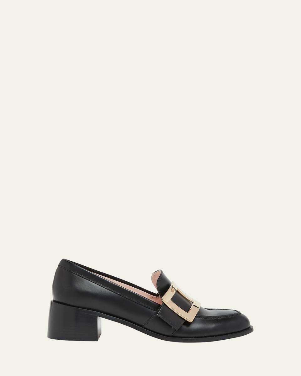 Viv Rangers Leather Buckle Heeled Loafers