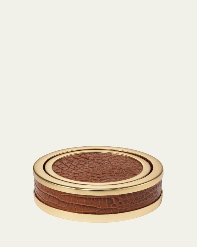 Colette Croc-Embossed Leather Coasters, Set of 4