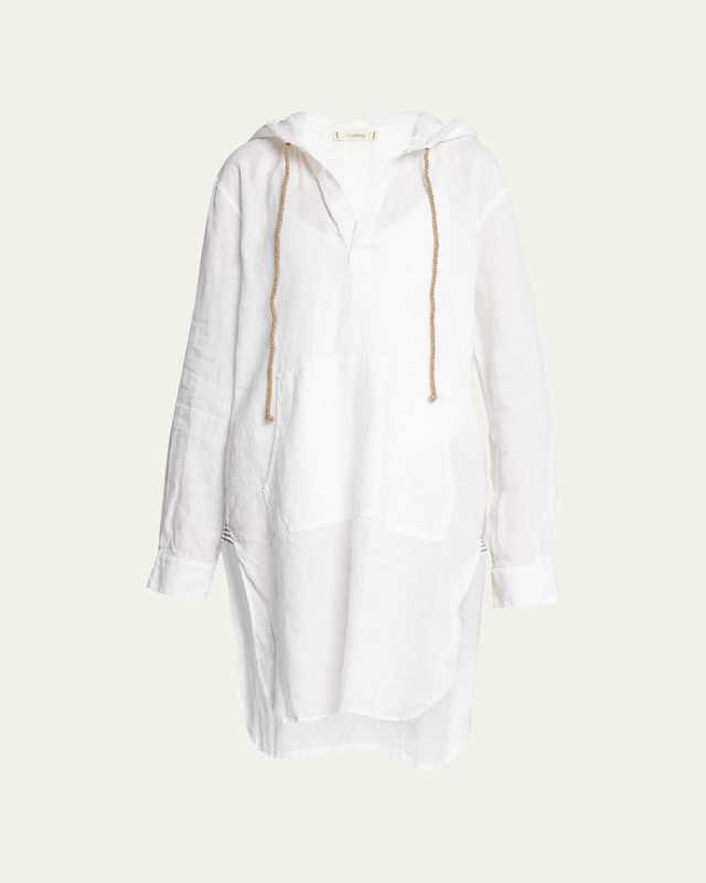 Linen Hoodie Tunic Shirt