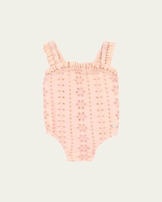 Girl's Eyelet Trim One-Piece Swimsuit, Size 3M-3