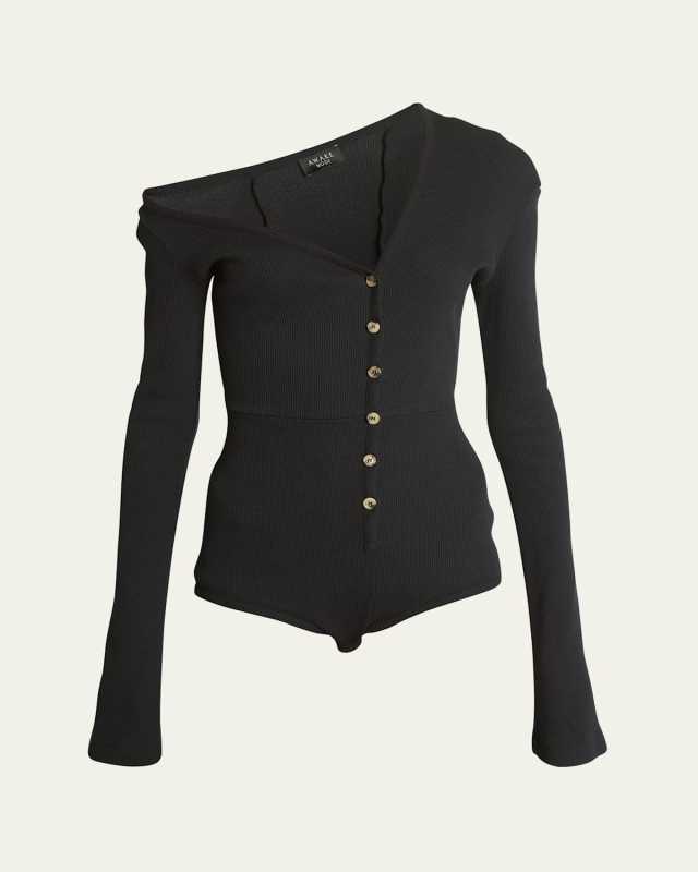 Asymmetric Long-Sleeve Bodysuit