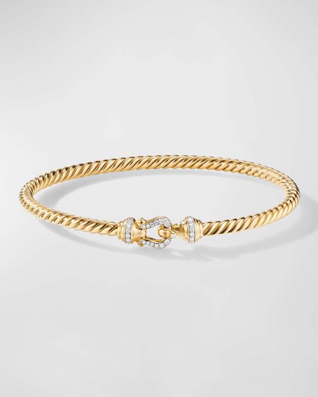 Buckle Bracelet with Diamonds in 18K Gold, 3.5mm