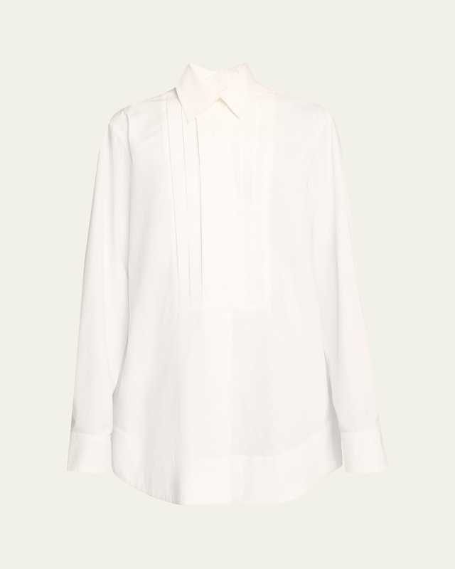 Fallen Pleated Cotton Shirtdress