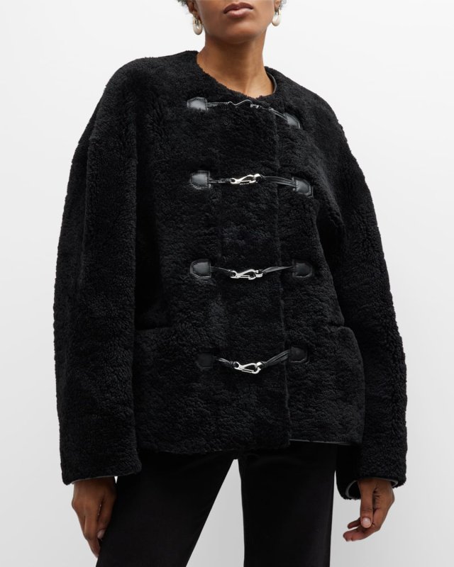 Sheep Shearling Clasp Single-Breasted Teddy Jacket