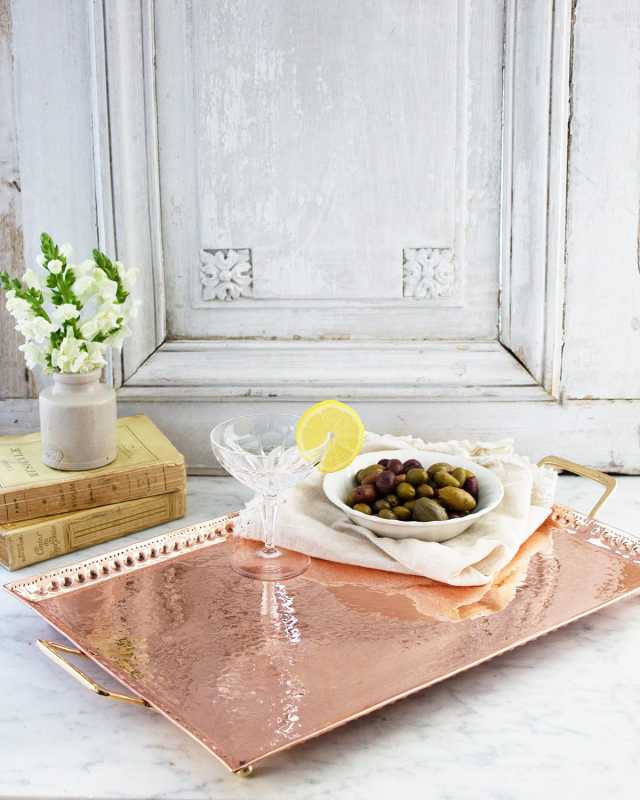 Vintage Inspired Copper Hand Hammered Tray