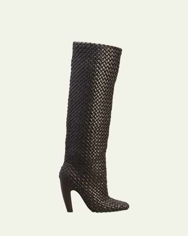 Intrecciato Woven Lambskin Knee Boots