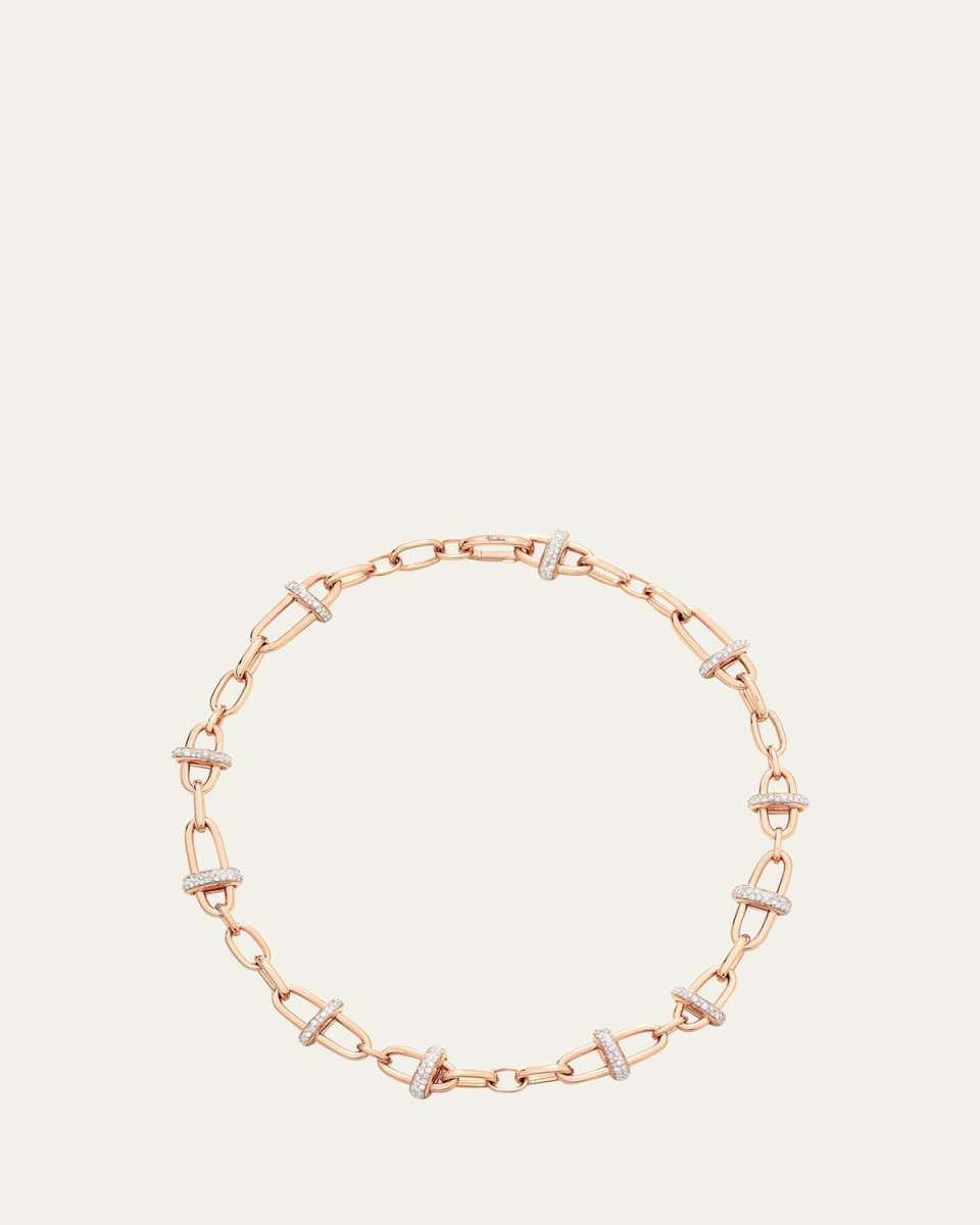 Iconica 18K Rose Gold Diamond Cross Bar Link Necklace