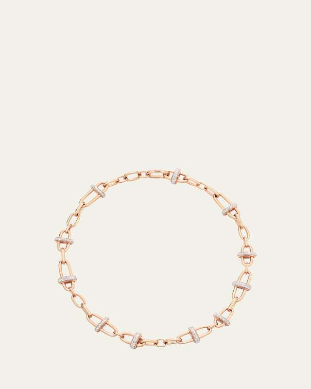Iconica 18K Rose Gold Diamond Cross Bar Link Necklace