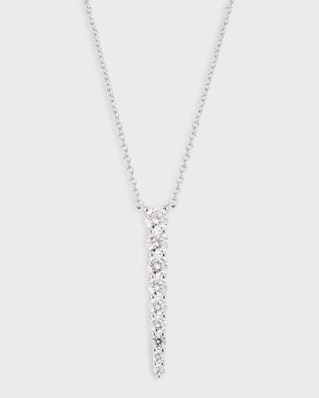 18K White Gold Diamond Pendant Necklace, 16-18"L, 0.86tcw