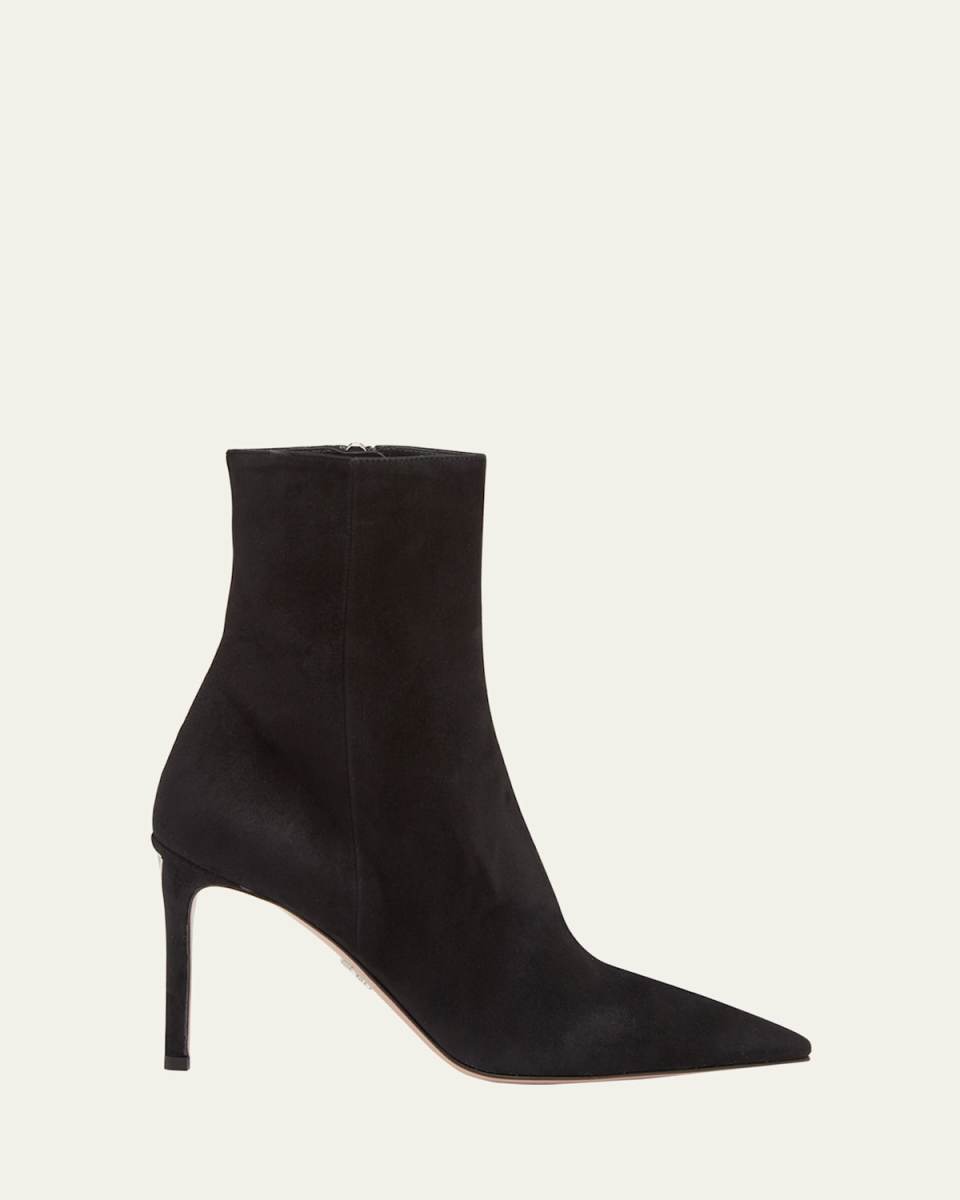 Suede Zip Stiletto Ankle Booties