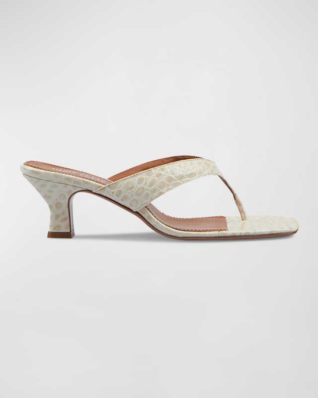 Portofino Croco Thong Mule Sandals