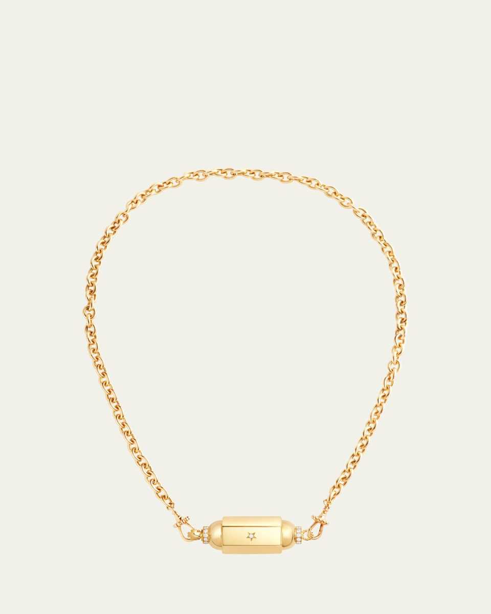 18K Yellow Gold Jumbo Locket Necklace on Classic Rosa Chain, 37cm