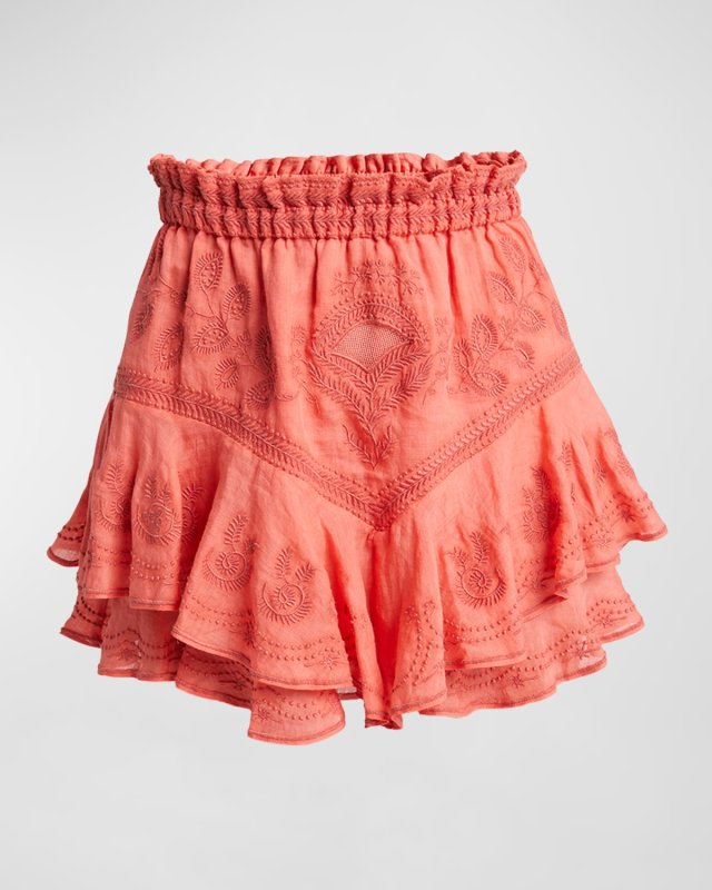 Elsa Embroidered Tiered Ruffle Pull-On Shorts