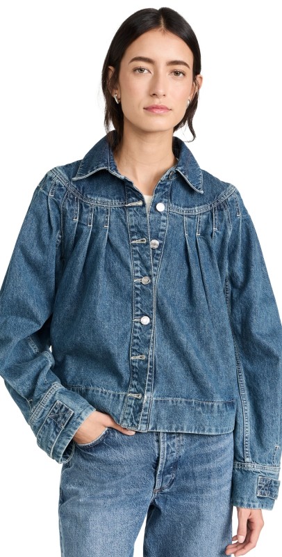 Merlette Easton Blue Jacket Mid-Blue Wash