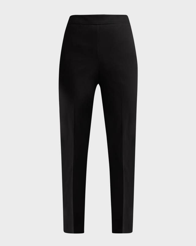 Cotton Straight-Leg Pants with Monili Detail