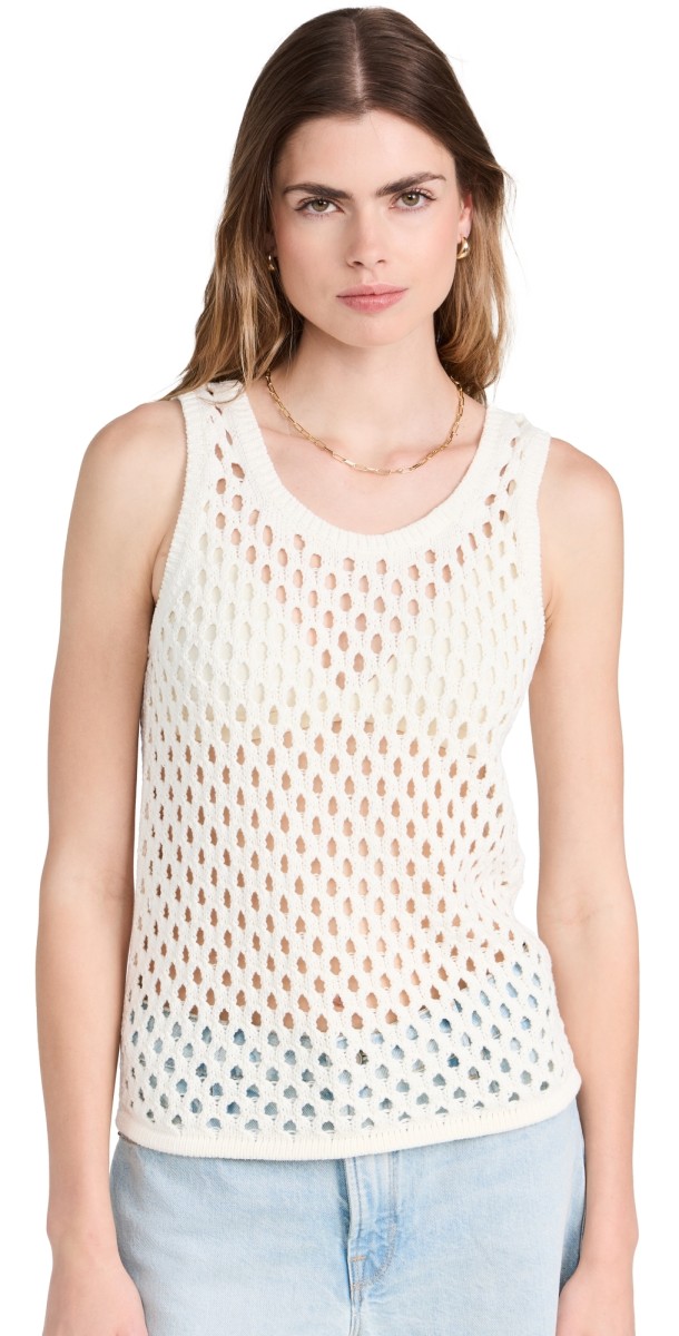 Madewell Greylek Open Stitch Tank Bright Ivory