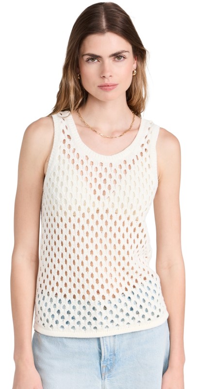 Madewell Greylek Open Stitch Tank Bright Ivory
