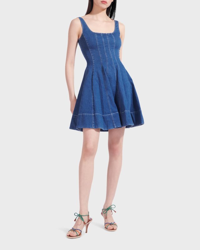 Wells Fit-&-Flare Denim Mini Dress