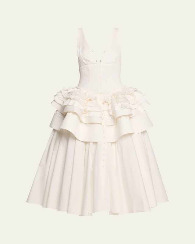Tiered Ruffle Peplum Midi Dress