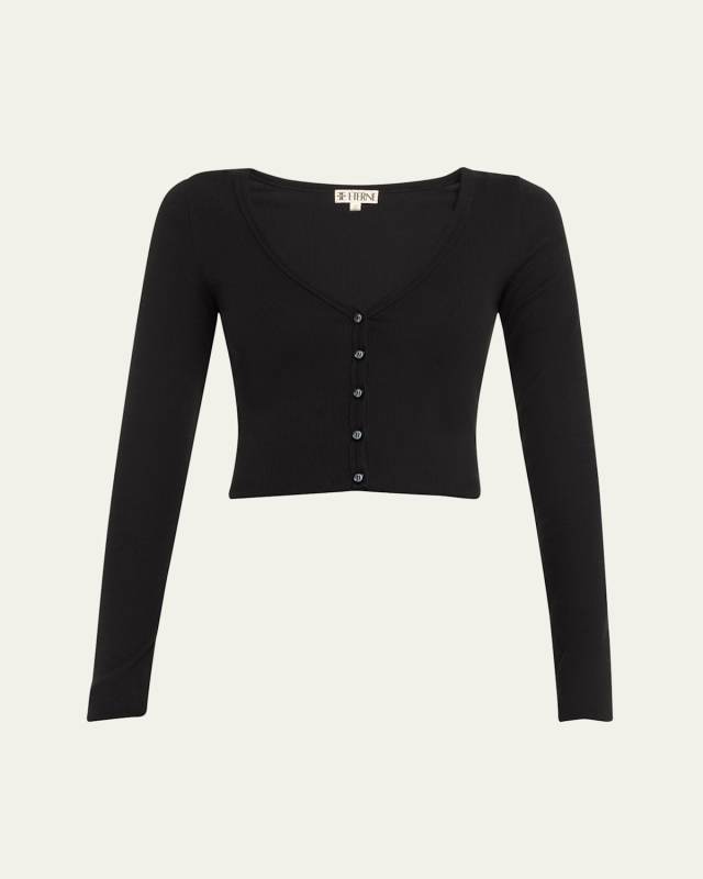 Cropped V-Neck Cardigan
