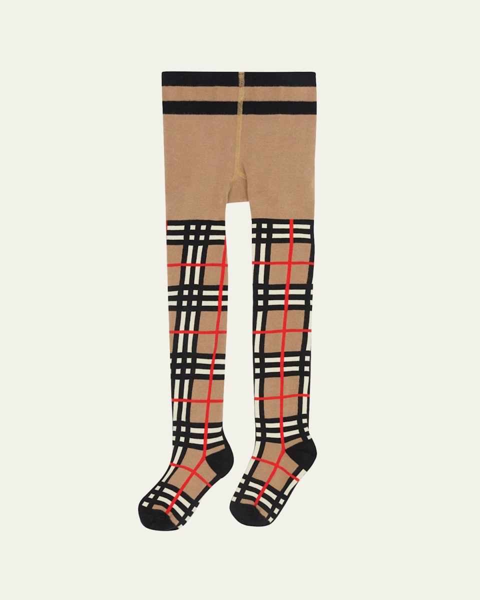 Girl's Vintage Check Tights, Size 3-10