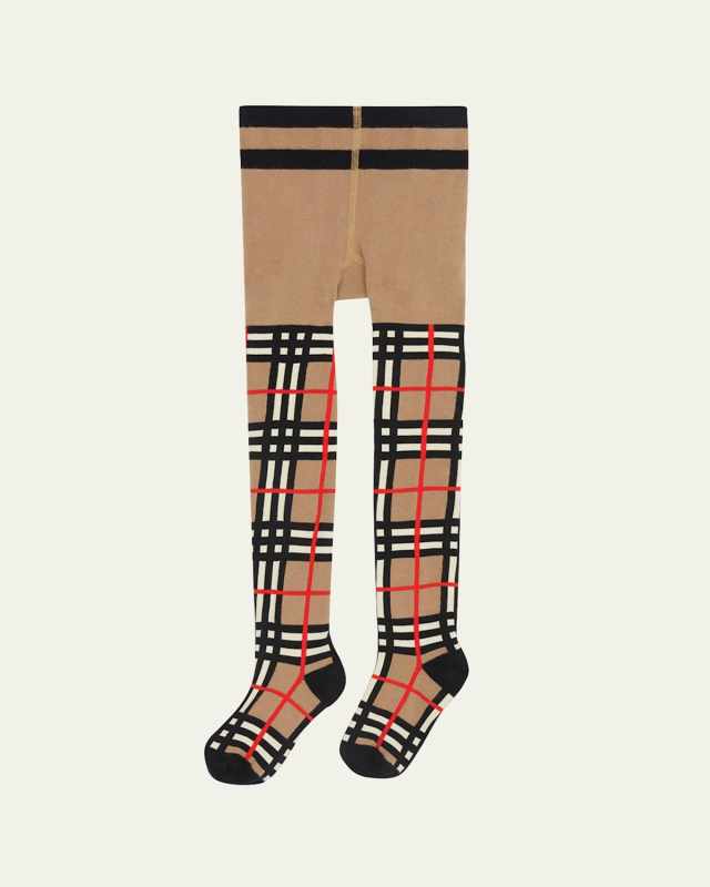 Girl's Vintage Check Tights, Size 3-10