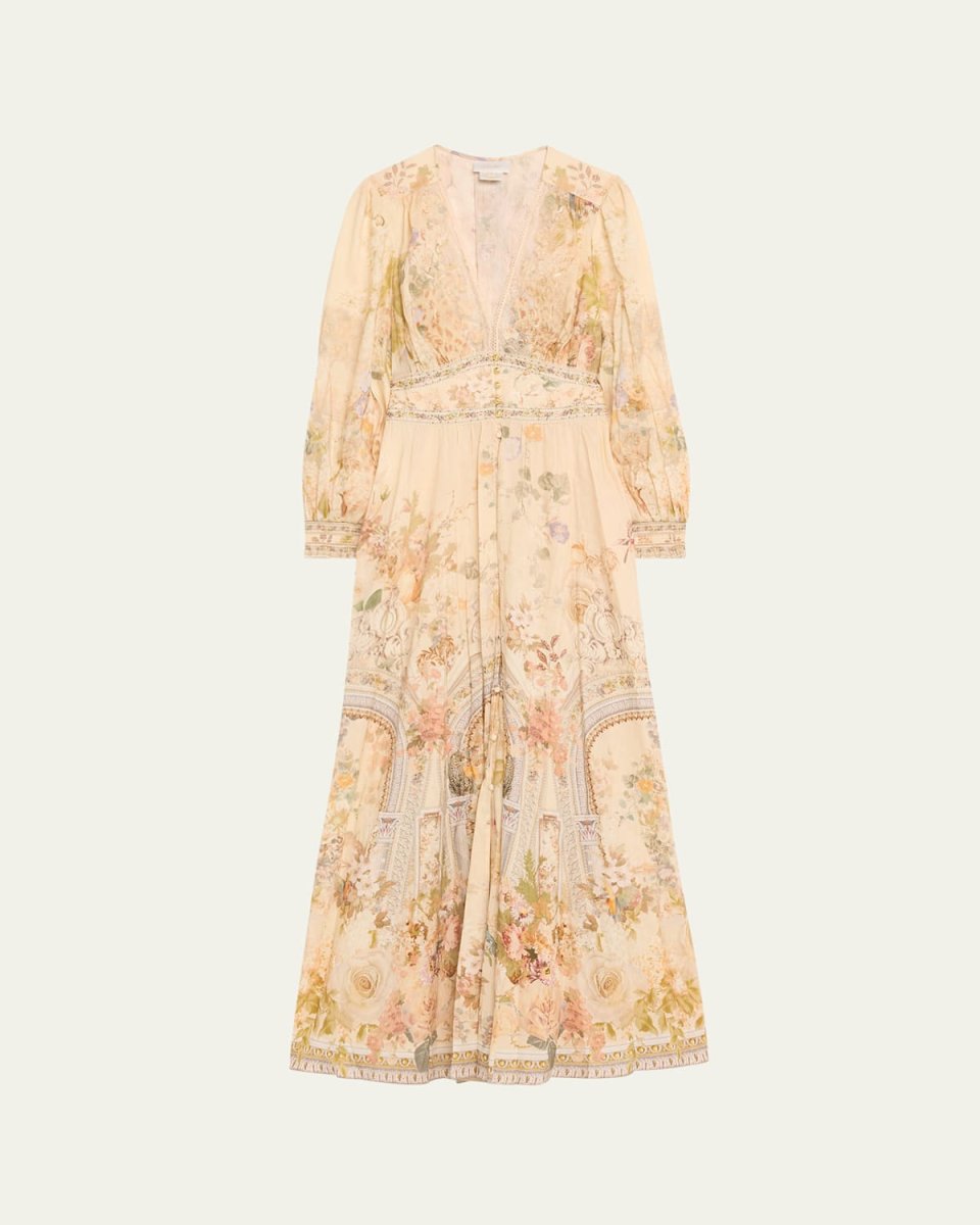 Adorned in Antiquity Button-Front Maxi Dress