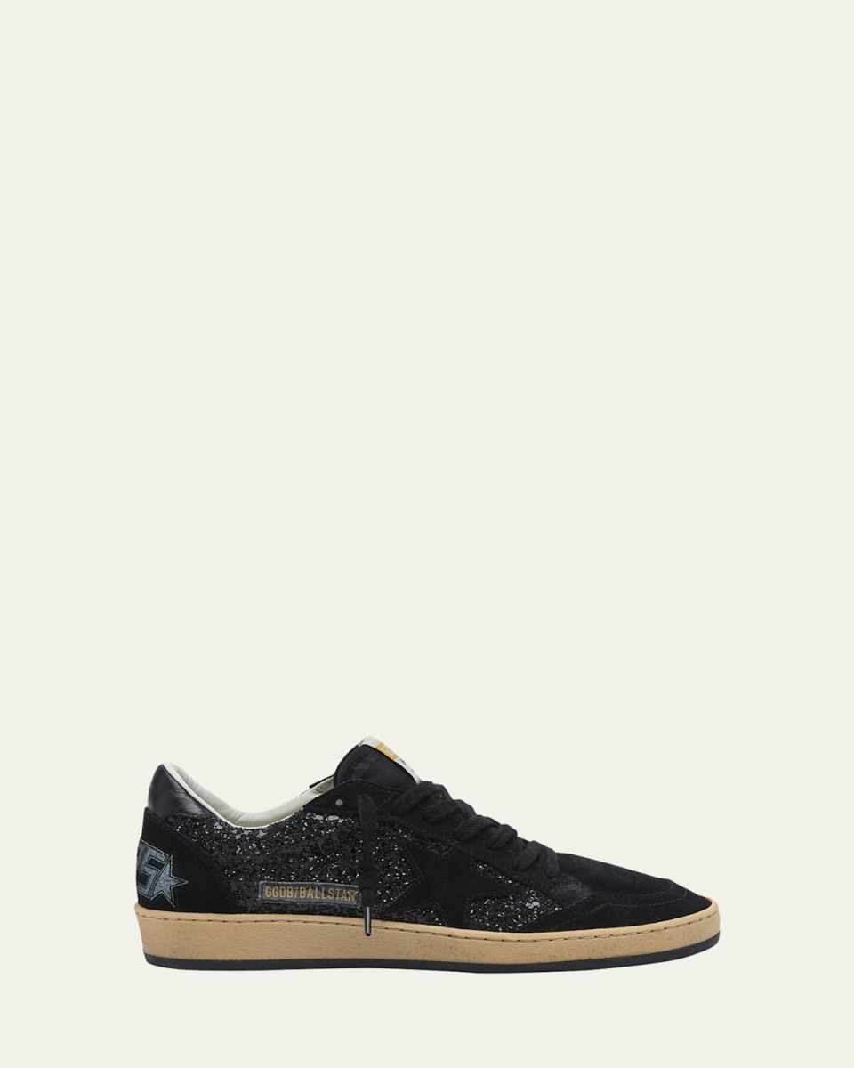Ball Star Glitter and Suede Low-Top Sneakers