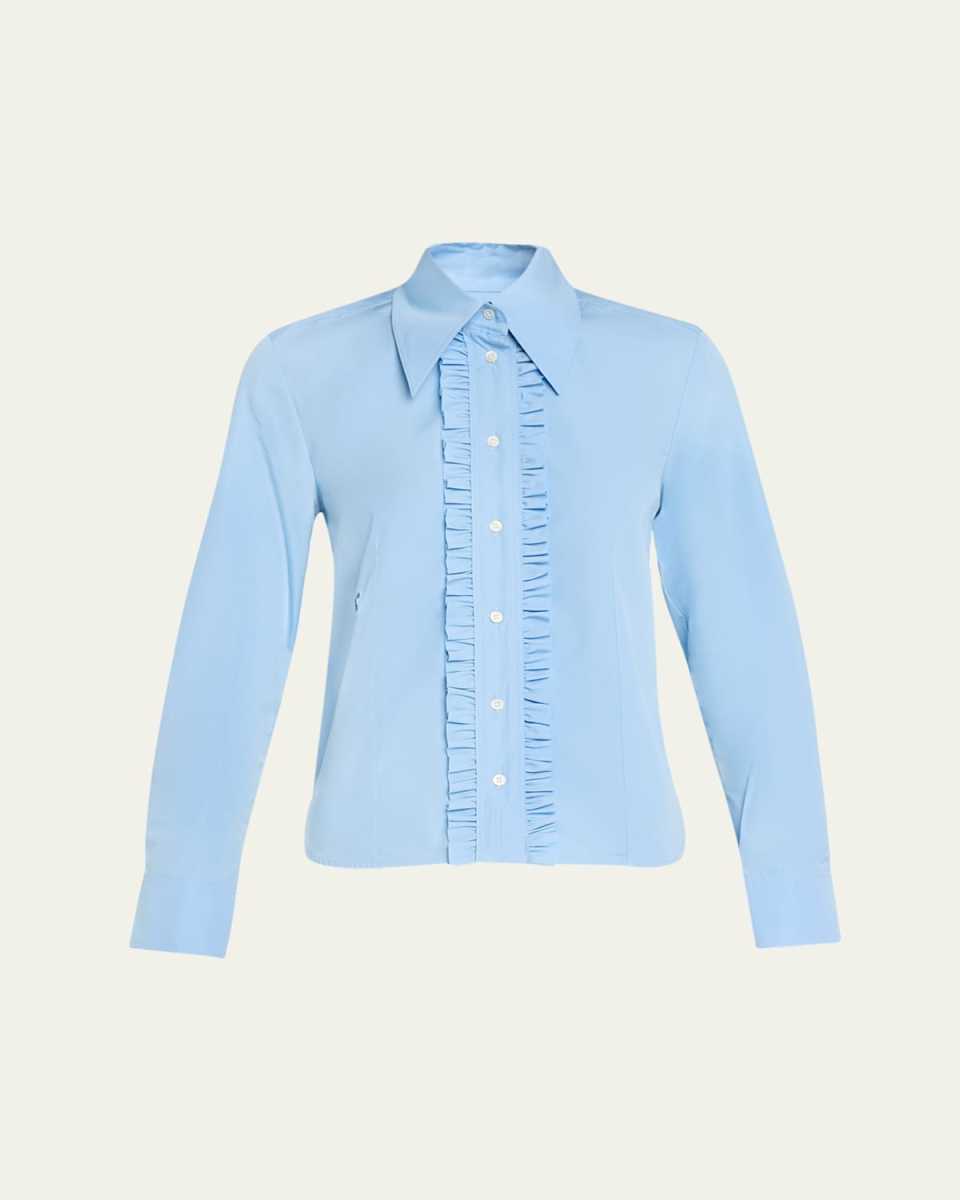 White Rabbit Ruffle-Trim Poplin Top