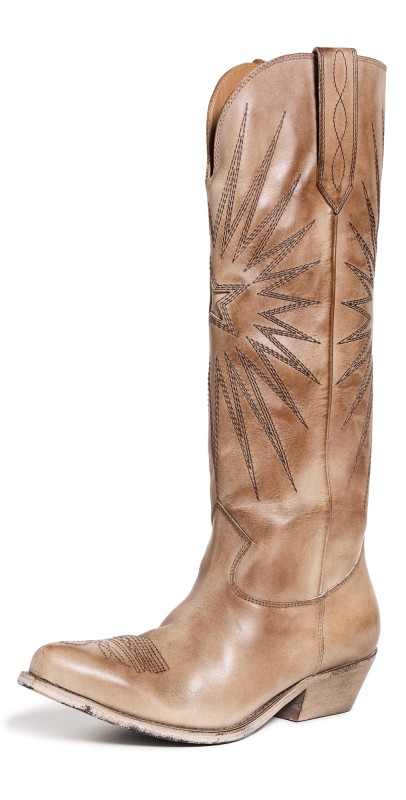 Golden Goose Wish Star Leather Upper with Embroidery Boots Brown