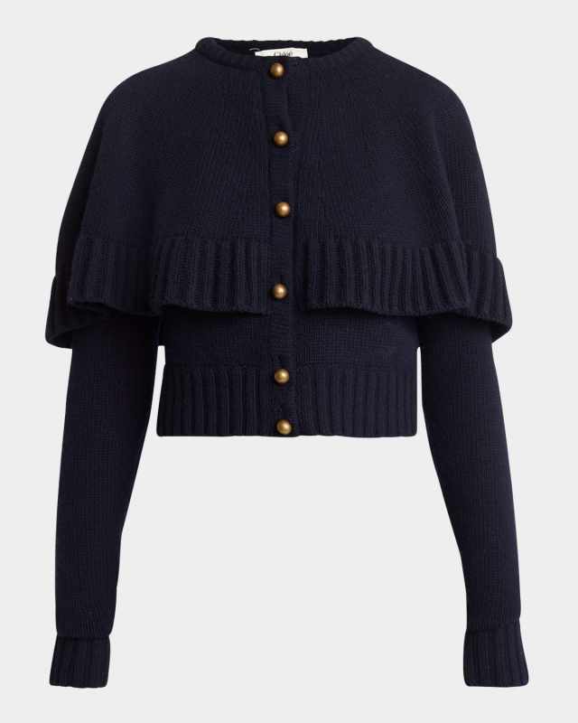 Ruffle Wool Cashmere Cardigan