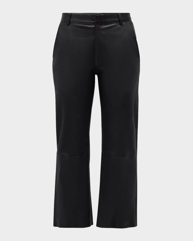 Cropped Baggy Low-Rise Leather Trousers