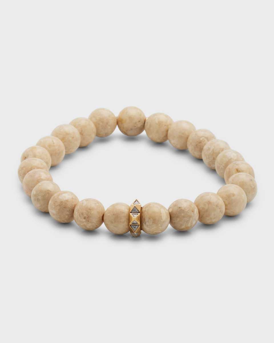 8mm Cream Jasper Spike Spacer Stretch Bracelet