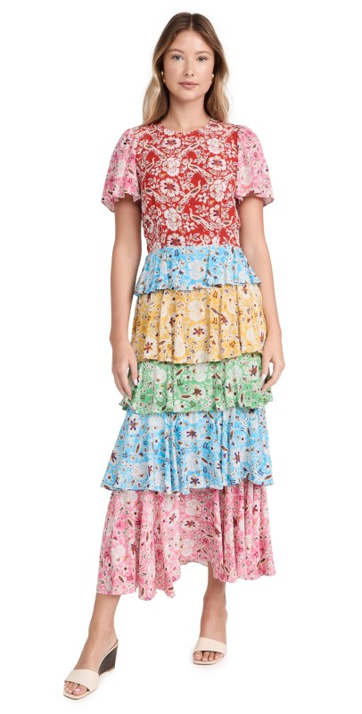 RHODE Serena Dress Multi Bordeaux Plume Grande