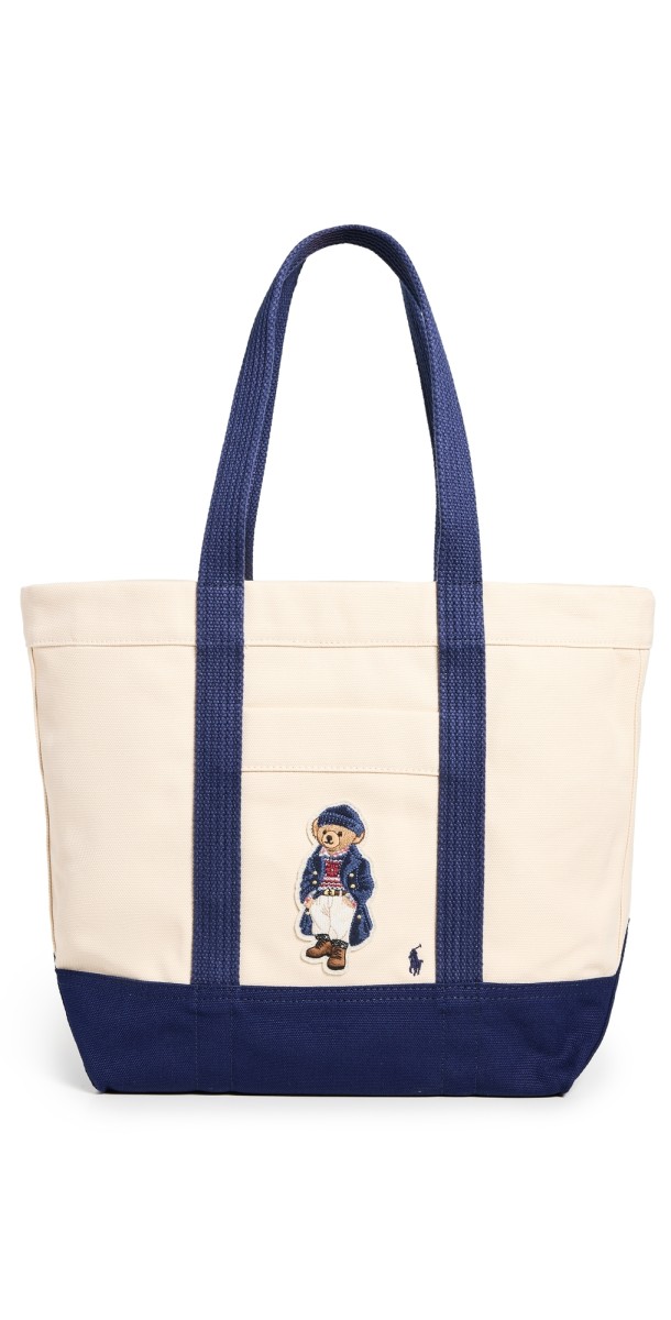 Polo Ralph Lauren Canvas Medium Polo Bear Tote Ecru/Navy