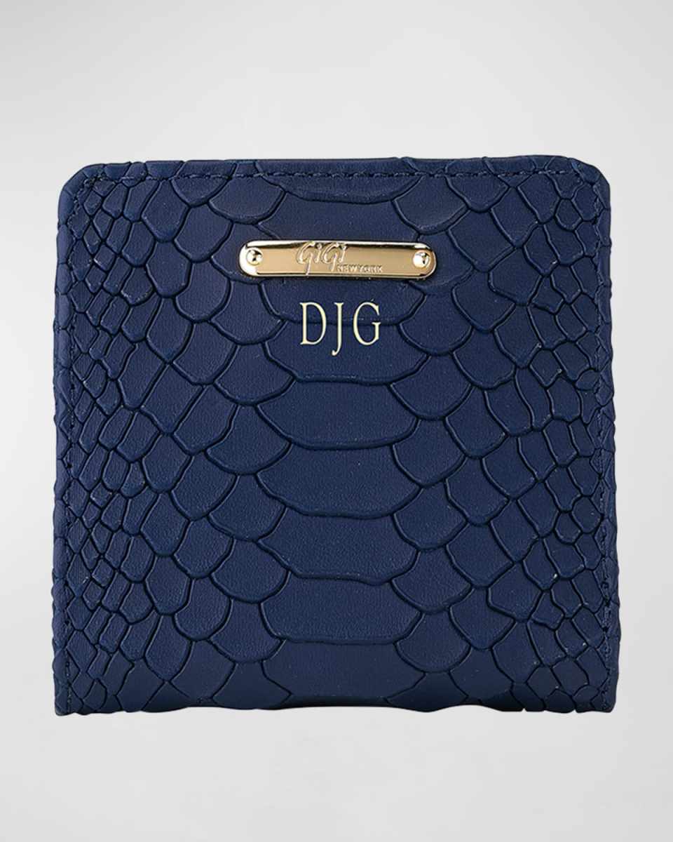 Python-Embossed Leather Mini Folding Wallet
