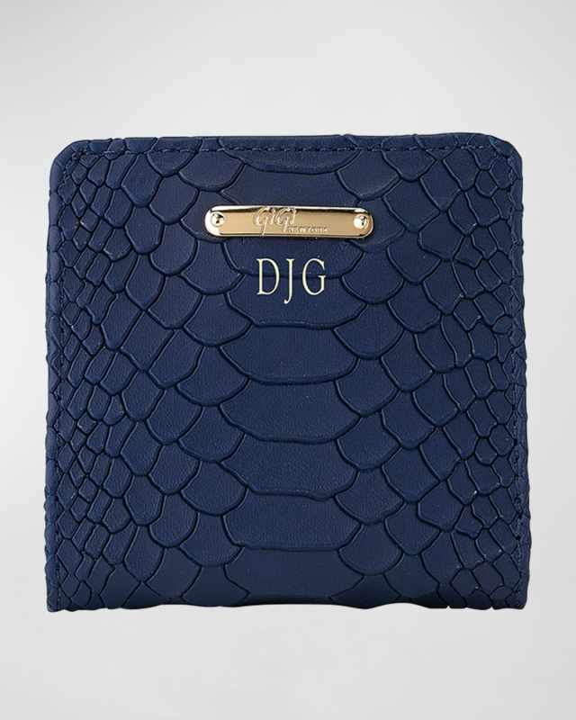 Python-Embossed Leather Mini Folding Wallet