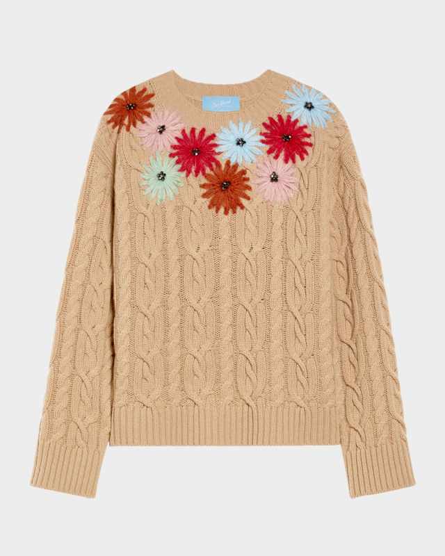 Sasia Embroidered Cable-Knit Sweater