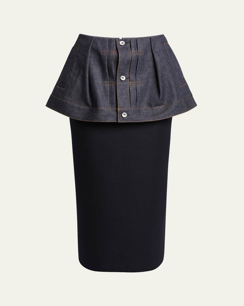 Denim Jacket Peplum Detail Pencil Skirt