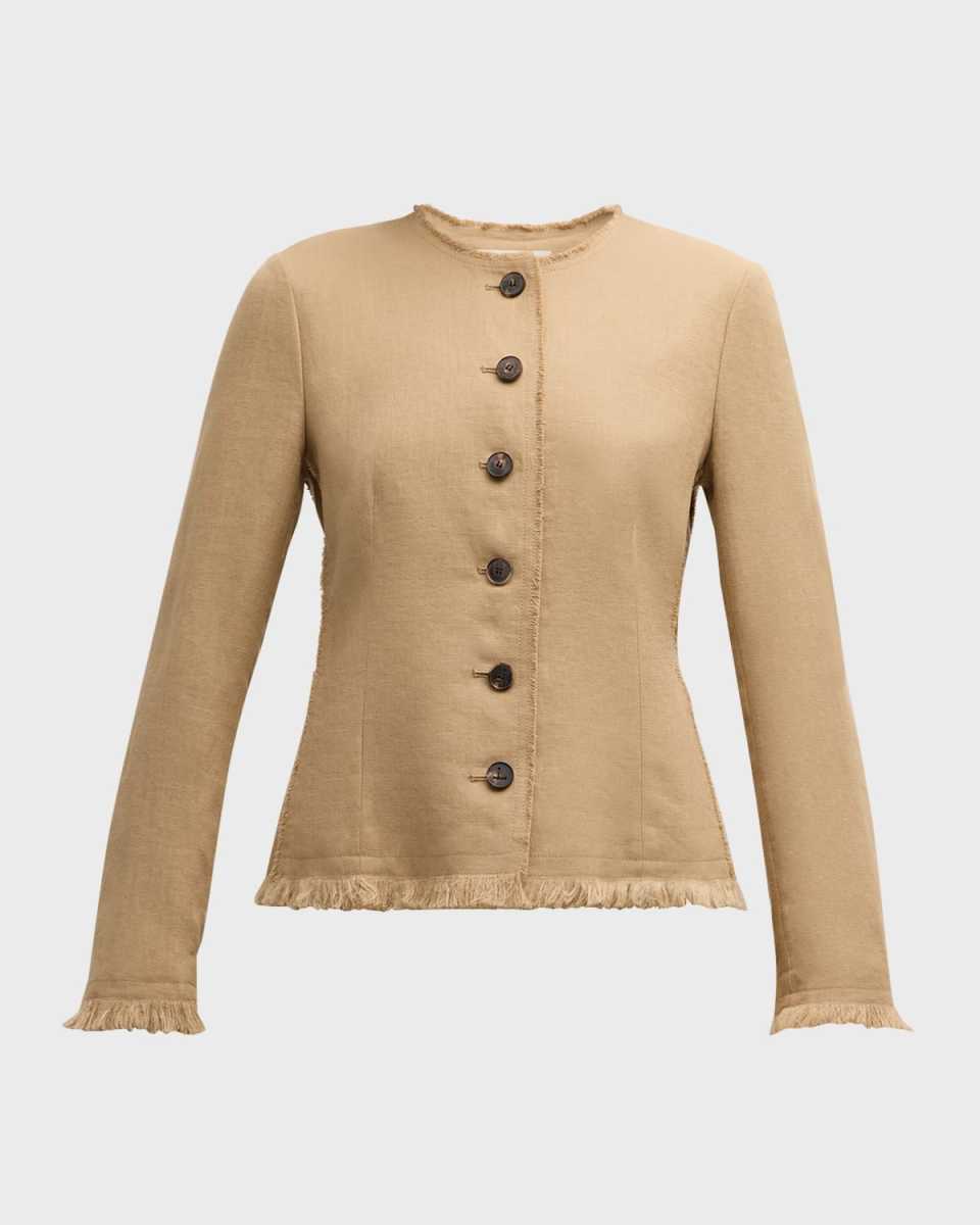 Fringe-Trim Linen Jacket