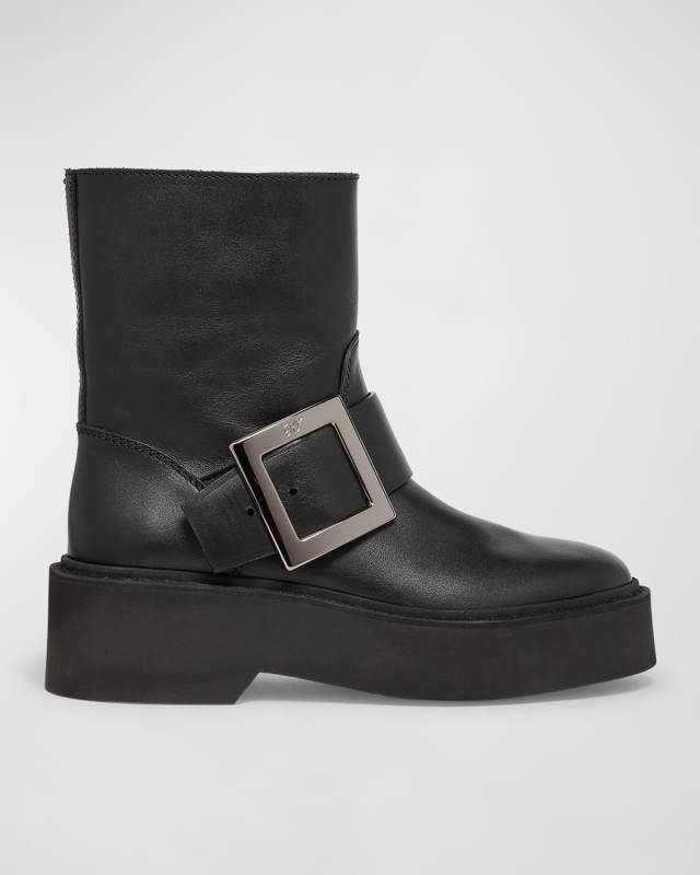 Viv Rangers Leather Buckle Moto Boots