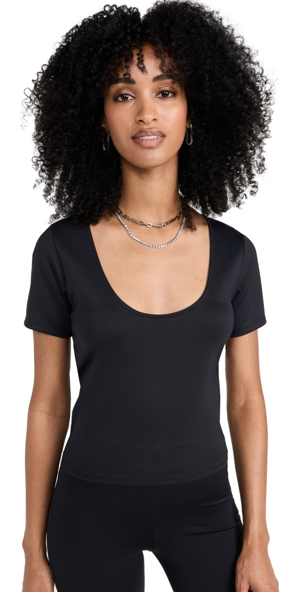 Good American Scuba Scoop Crop Tee Black001