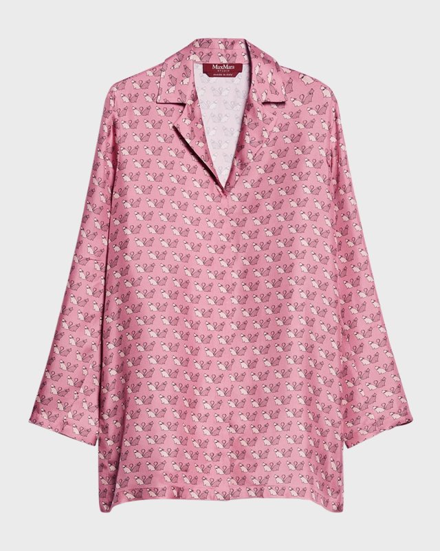 Alpe Animal-Print Silk Shirt