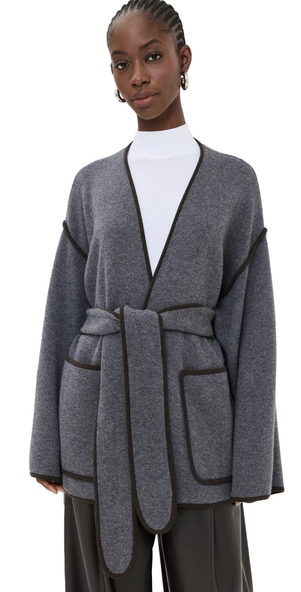 LISA YANG Cashmere Fiora Cardigan Coat Graphite/Wood