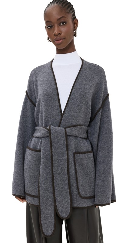 LISA YANG Cashmere Fiora Cardigan Coat Graphite/Wood