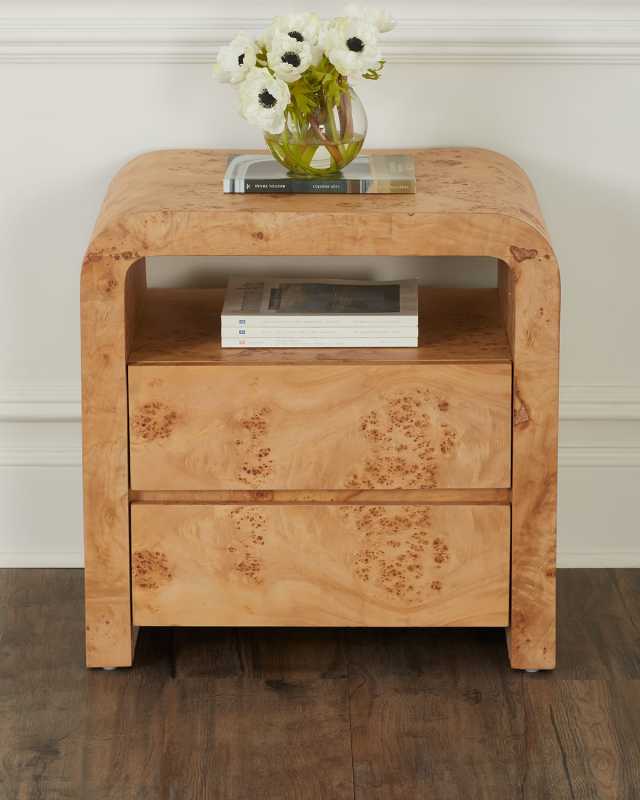 Coraline Burl 2-Drawer Nightstand