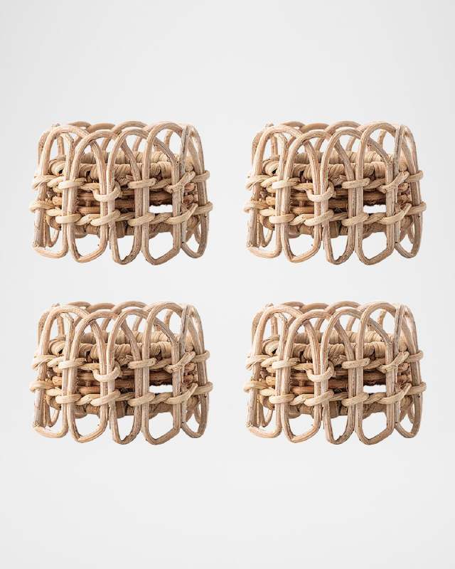 Provence Rattan Whitewash Napkin Rings, Set of 4