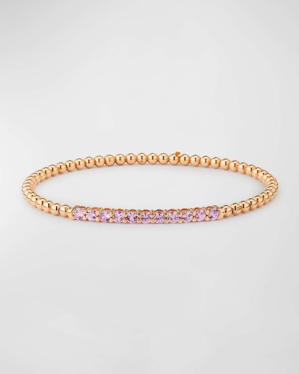 Rainbow 18K Rose Gold Pink Sapphire Stretch Bracelet